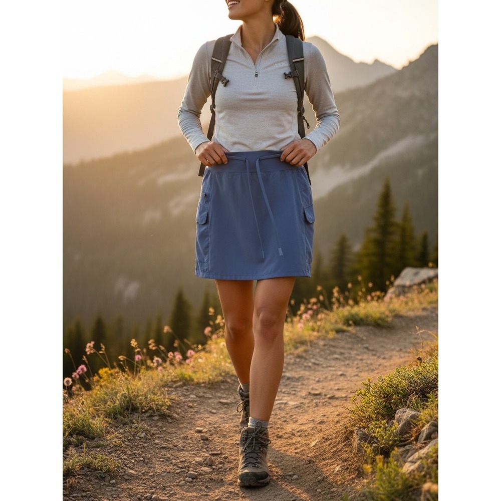 Gerry Skort Women Medium Blue Cargo Pockets Active Hiking Drawstring